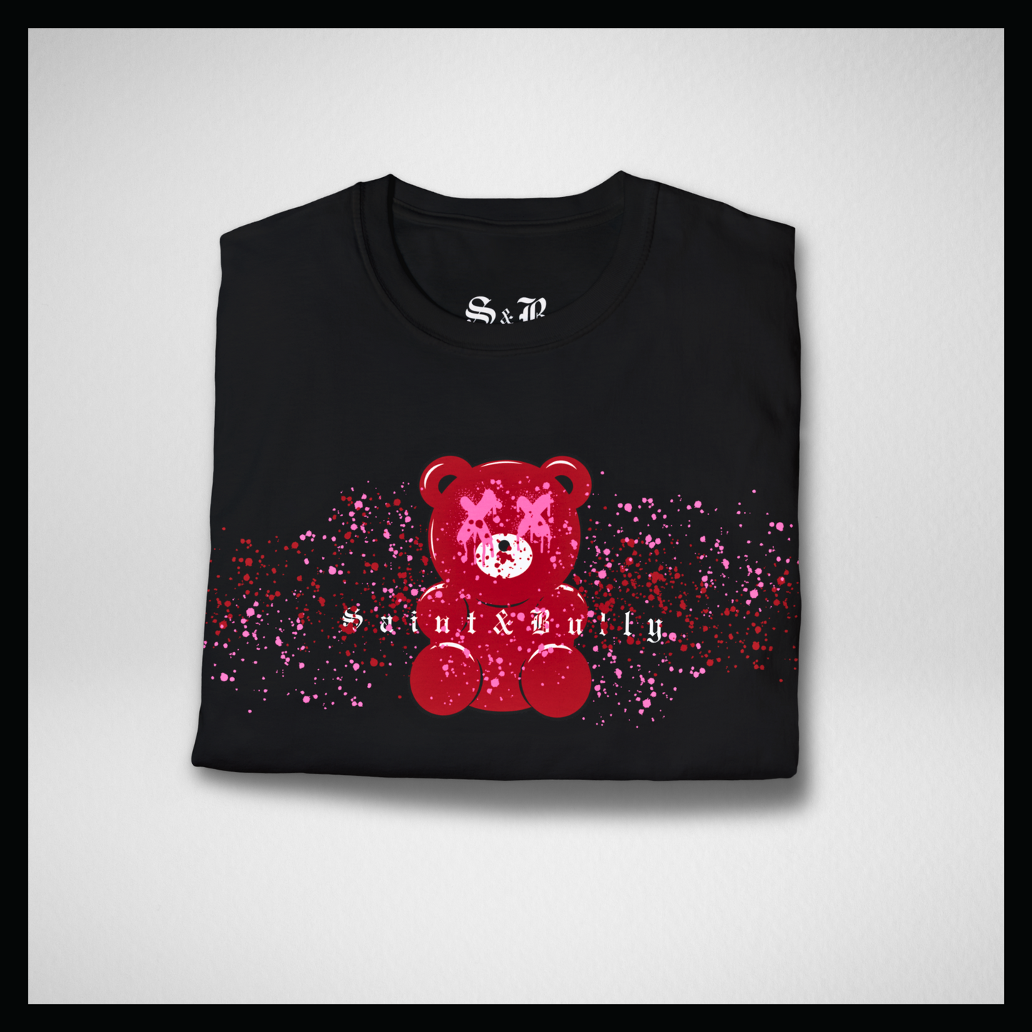 Maglietta nera, gummy bear rosso