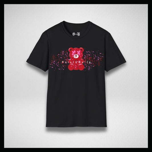 Maglietta nera, gummy bear rosso