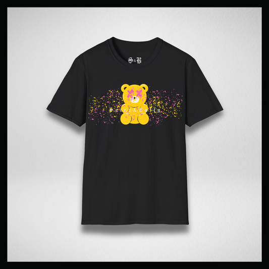 Maglietta nera, gummy bear giallo